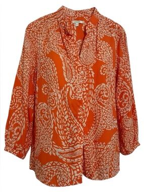 Chico’s Orange & White Top Size 2.5 (L/XL) Spring Summer Blouse